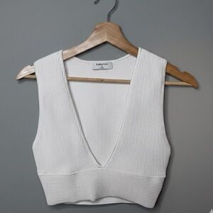 Aritzia by Babaton Ribbed V-Neck Crop Top